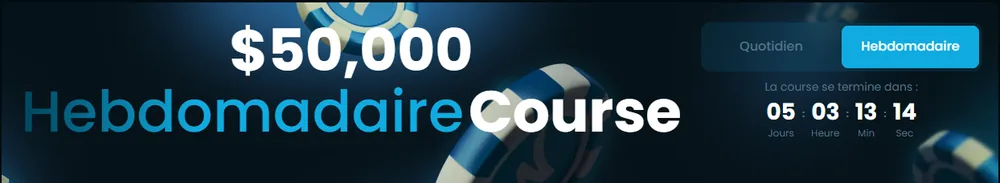 Bannière de la course hebdomadaire de 50 000 $ de Winna avec son compte à rebours
